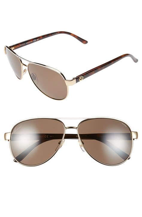 Gucci 58mm Polarized Aviator Sunglasses | Nordstrom