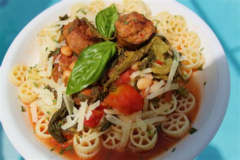 Wagon Wheel Pasta With Broccoli Rabe, Beans, Sausage Pomodoro | What's ...