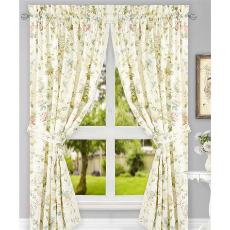 Abigail Multi Polyester/Cotton Tailored Pair Curtains with Ties - 90 in ...