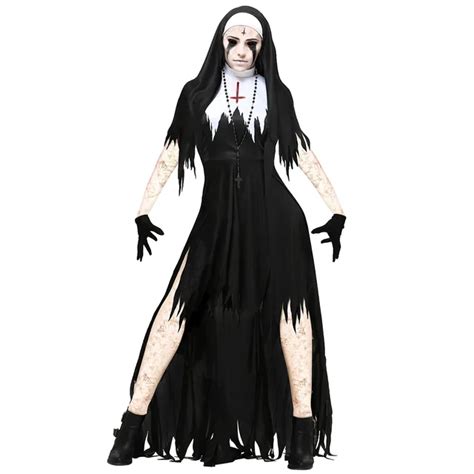 Adult Zombie Nun Costumes Scary Bloody Sister Mary Women's Living Dead ...