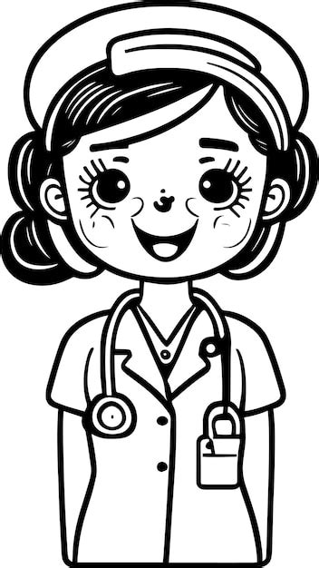 Premium Vector | Nurse Clipart Black and white