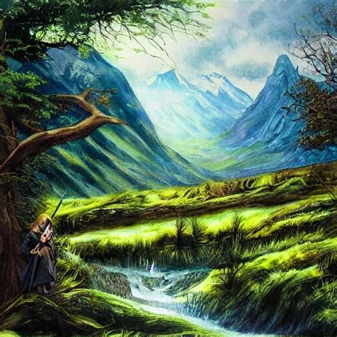 painting lord of the rings dramatic landscape, forrest | Stable ...