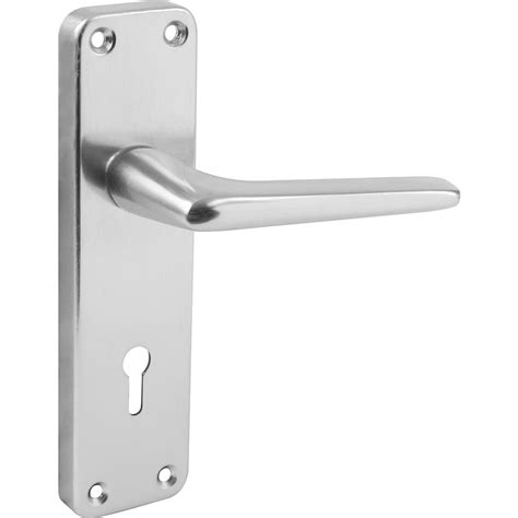 Aluminium Door Handles Lock Satin 154 x 41mm | Toolstation