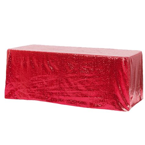 Glitz Sequin 90"x156" Rectangular Tablecloth - Red– CV Linens