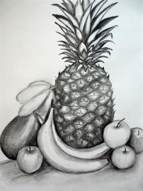 Still Life Drawing Of Simple Fruits