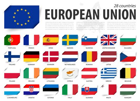 European union . EU flag and country membership . And europe map on ...