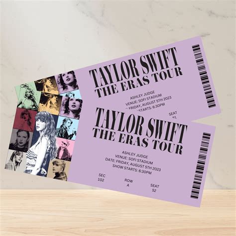 Customizable Taylor Era's Tour 2023 Ticket Keepsake. - Etsy