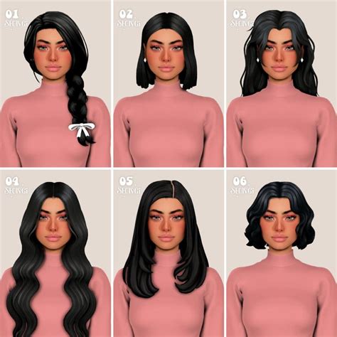 six different poses of a woman's face with long black hair and various ...