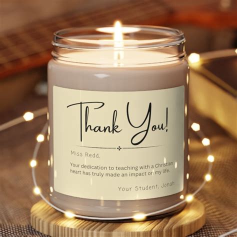 Personalized Teacher Candle Gift Thank You Teacher Candle Soy - Etsy