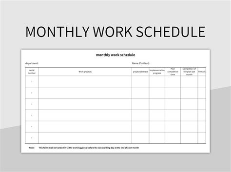 Monthly Work Schedule Excel Template And Google Sheets File For Free ...