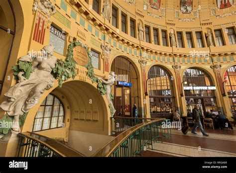 Praha Hlavni Nadrazi, the main train station in Prague, Czech Republic ...