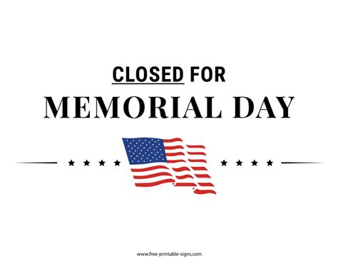 Printable Closed For Memorial Day Sign – Free Printable Signs