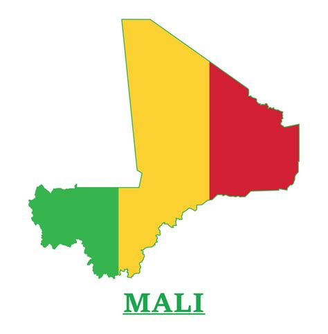 Mali National Flag Map Design, Illustration Of Mali Country Flag Inside ...