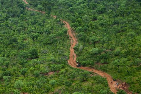 JUNE 29: A dirt road leads to the border from this aerial photo near ...