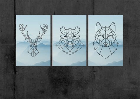 Polygon Animals Digital Download Poster Gift Printable Wall Art ...