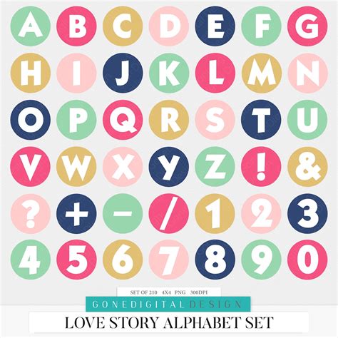 Love Digital Download Scrapbook Alphabet Stickers Art Letters Stickers ...