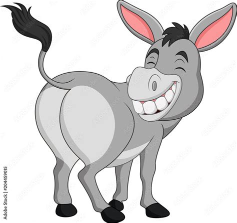 Cartoon happy donkey showing ass Stock Vector | Adobe Stock