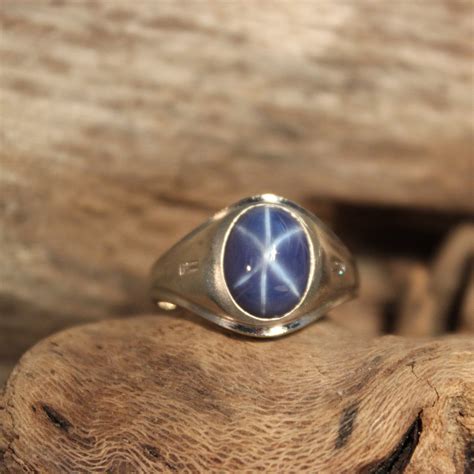 Vintage Mens Blue Linde Star Sapphire Ring 14K Gold Mens Ring 7.3 Grams ...