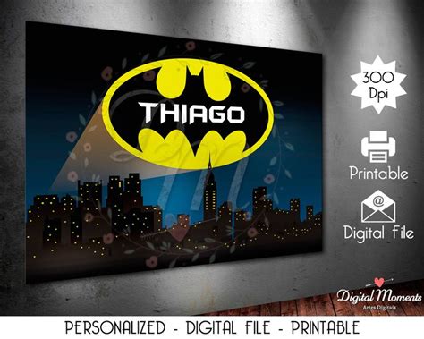 Batman Digital Printable 60"x40" Birthday Backdrop / Poster / Banner ...