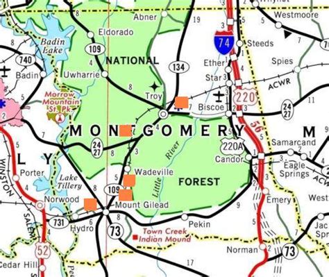 Highway Map of Montgomery County's Title V Facilities, North Carolina ...