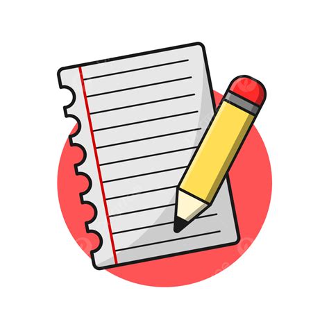 Note Paper With Pencil Illustration Cartoon Vector, Pencil Clipart ...