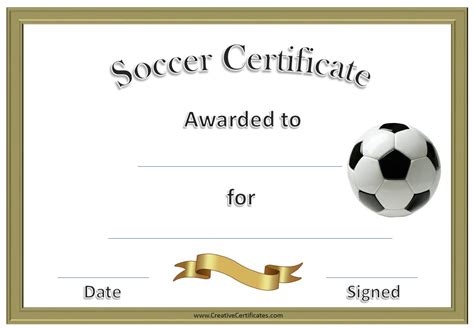 Printable Soccer Award Certificates