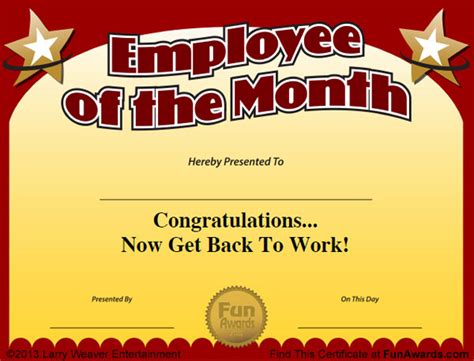 Employee of the Month Certificate: Free Funny Award Template