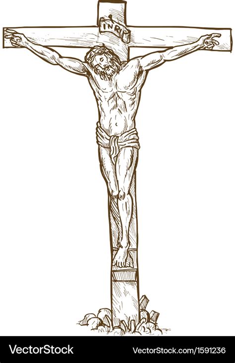 Jesus christ hanging on cross Royalty Free Vector Image