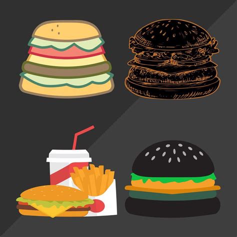 Set of hamburger and fries 17671935 Vector Art at Vecteezy