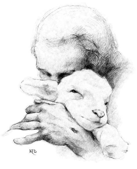 Jesus And Lamb Drawing at PaintingValley.com | Explore collection of ...