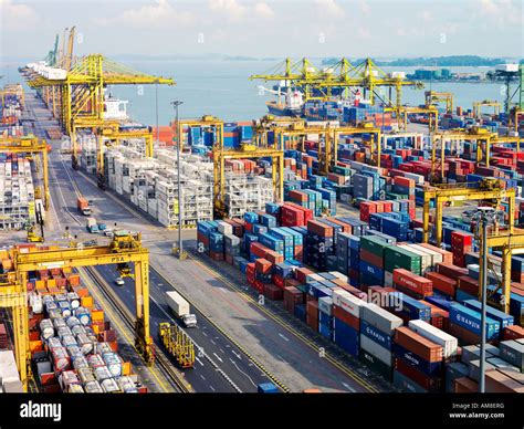 Aeriel view at the PSA Shipping Terminal in Singapore Stock Photo - Alamy