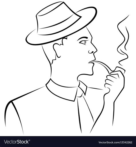 Man smoking a pipe Royalty Free Vector Image - VectorStock