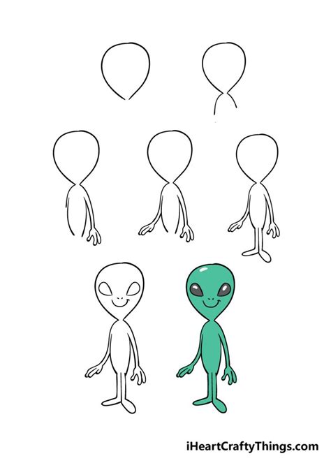 Alien Drawing - How To Draw An Alien Step By Step