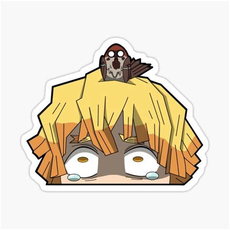 zenitsu peeker Sticker by kawaiiicoco in 2021 | Anime printables, Anime ...