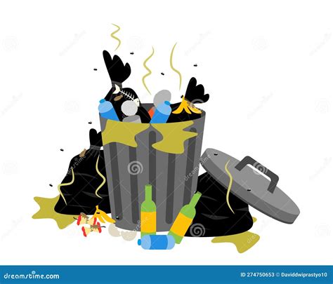 Dirty trash can vector stock vector. Illustration of dump - 274750653