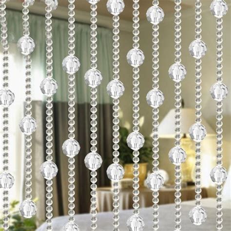 100CM Crystal Clear Beads Tassel Screen Valance Door Window Panel ...