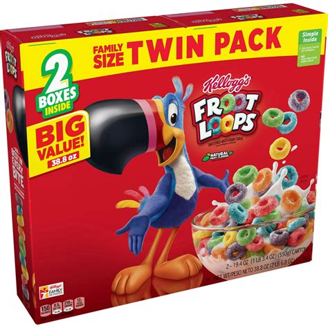 Kellogg's Froot Loops Breakfast Cereal, Original, Family Size, Twin ...