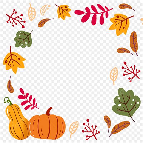 Autumn Leaves Border PNG Picture, Cartoon Pumpkin Leaves Autumn Leaf ...