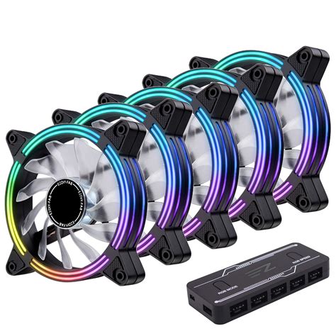 Buy EZDIY-FAB 5-Pack 120mm Dual Frame RGB PWM Fans for PC Case ...