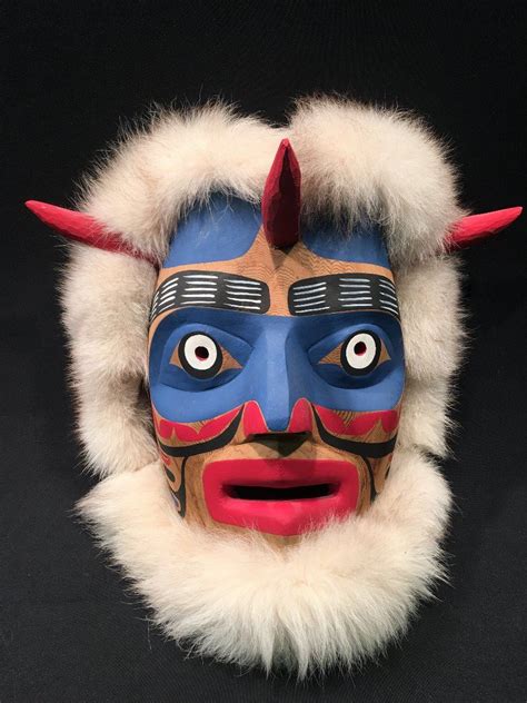 SHAMANS' (SPIRIT) MASK WITH FAUX FUR TRIM BY KWAGUILTH NATION'S V ...