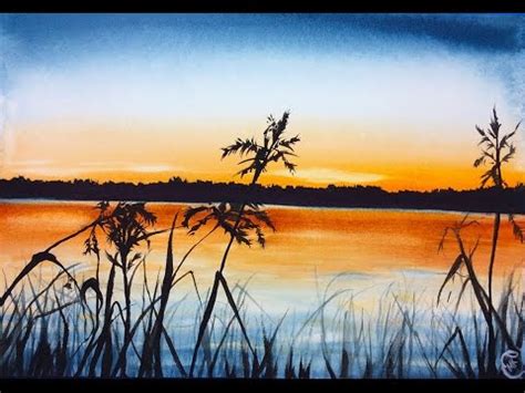 Watercolor Sunrise on a Lake Painting Demonstration - YouTube