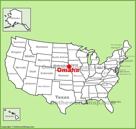 Omaha location on the U.S. Map