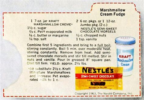 Classic marshmallow cream fudge recipe (1963) - Click Americana