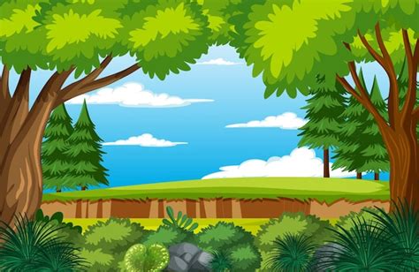 Free Vector | Cartoon forest environment background