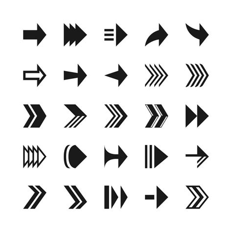 Collection of symbol arrow icon set black color on white background ...