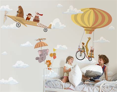 Kids Mural With Animals Yellow Wallpaper for Baby Room - Etsy