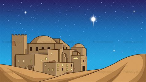 Nativity Christmas Bethlehem Star Background Cartoon Vector - FriendlyStock