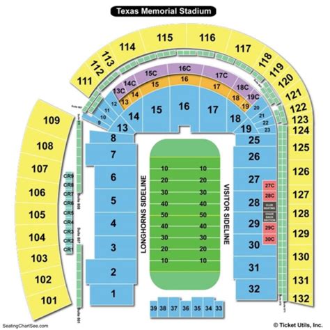 Texas Memorial Stadium Seating Chart | Texas Memorial Stadium | Austin ...