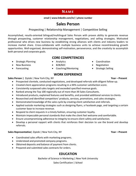 Salesman Resume Template