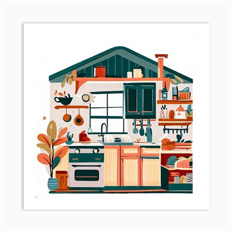 Kitchen Illustration Art Print by Hunzinator - Fy